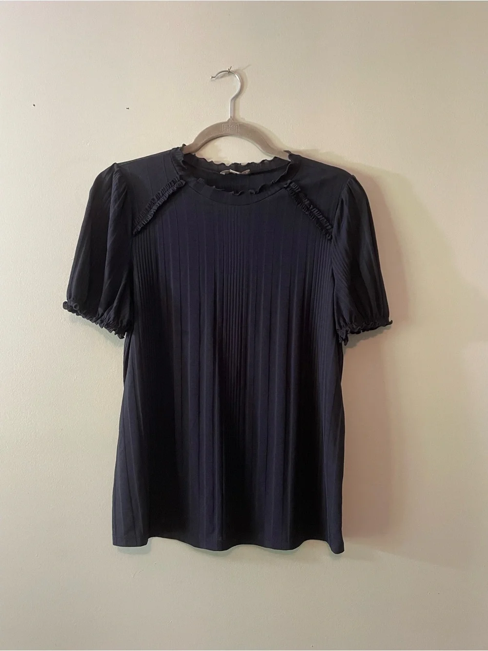 Loft Women's Navy Short-Sleeve Ribbed Top
